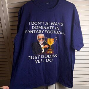 Funny Fantasy Football graphic T-Shirt Mens size XL Navy Blue Cotton sports fan
